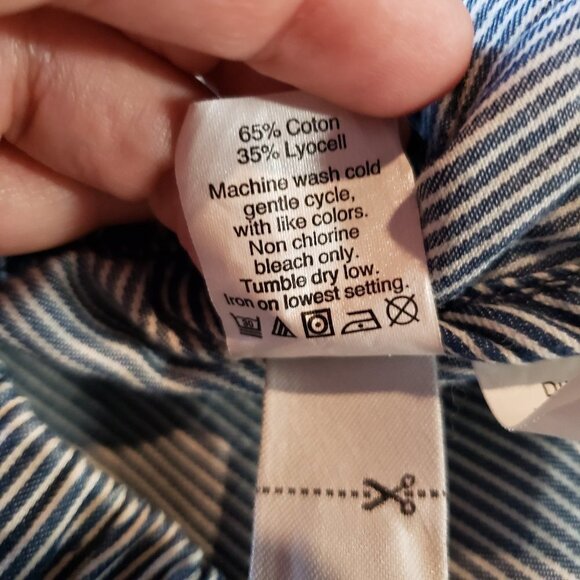 Madewell Railroad Stripe Pull On Chambray Shorts XS Blue‎ White Elastic Waist - Picture 7 of 9